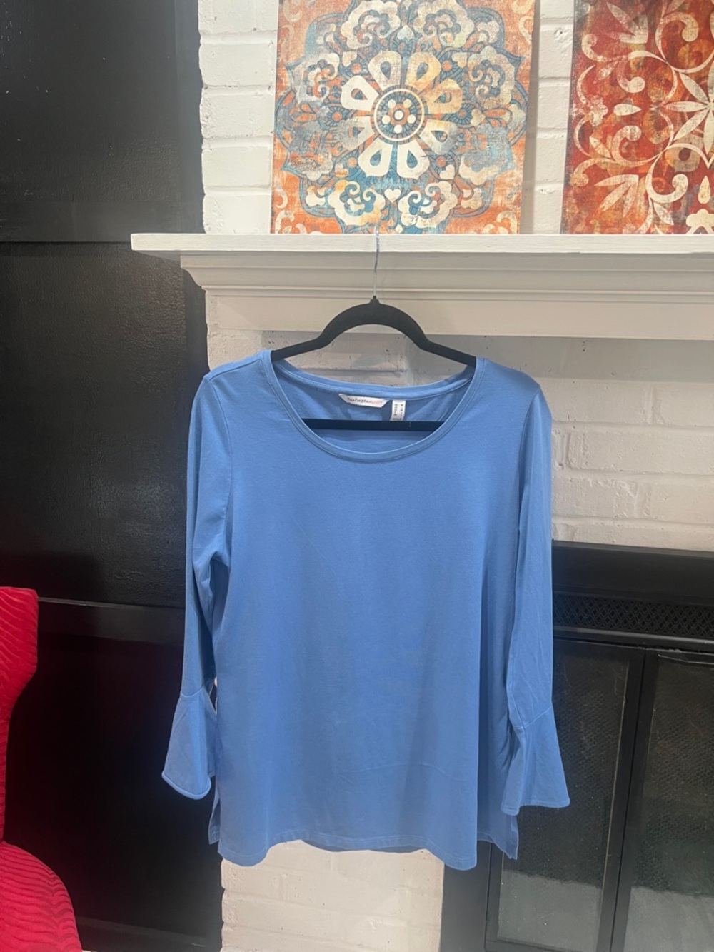 Isaac Mizrahi Light Blue Long-Sleeve Crewneck Top - Picture 2 of 8